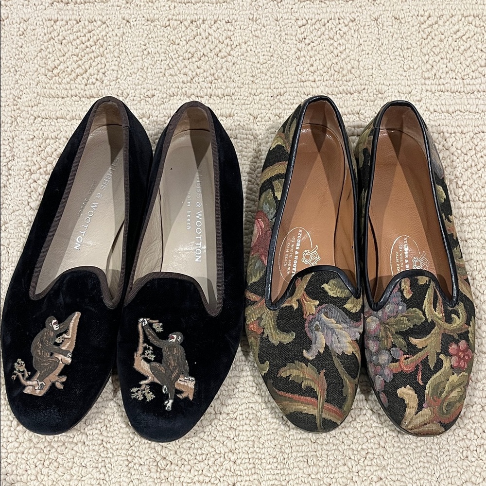 2 pairs Stubbs & Wootton flats. Size 7